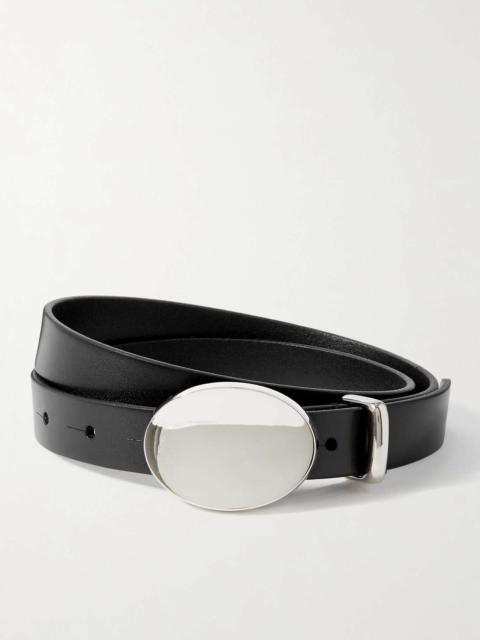 Ory leather and silver-tone belt