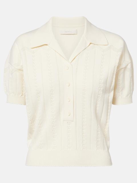 FAITHFULL Acme pointelle cotton-blend polo shirt