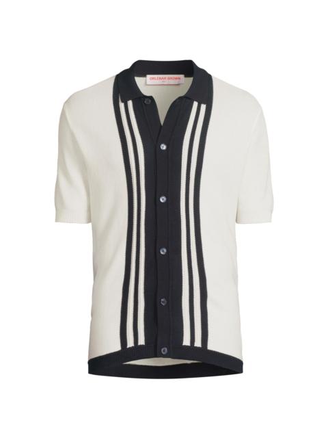 ORLEBAR BROWN Men's Tiernan Lumina Stripe Shirt - White Sand Night Iris
