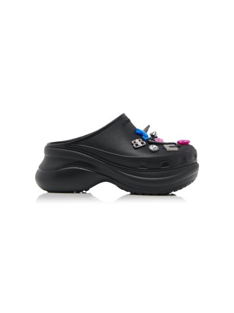BALENCIAGA Embellished Rubber Croc Mules black