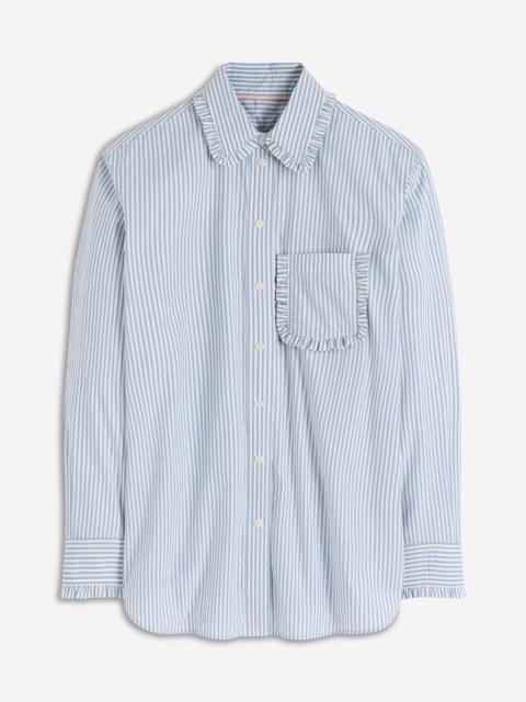 BODEN Sadie Relaxed Cotton Shirt-Faded Denim and Ivory Stripe