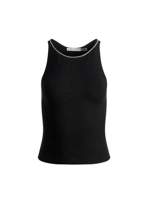 Alice + Olivia VAL CRYSTAL FRINGE CUTOUT TANK