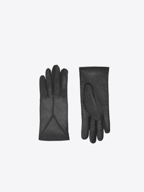 SAINT LAURENT short stitched gloves in lambskin