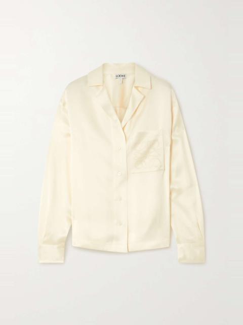 Loewe Embroidered silk-charmeuse shirt