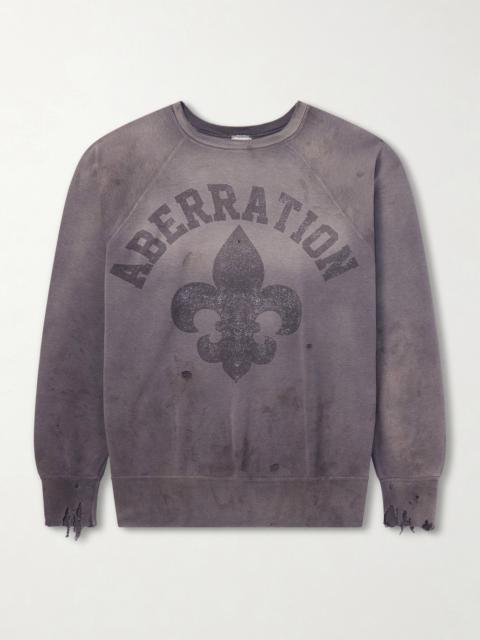 SAINT M×××××× Abberation Distressed Printed Cotton-Jersey Sweater