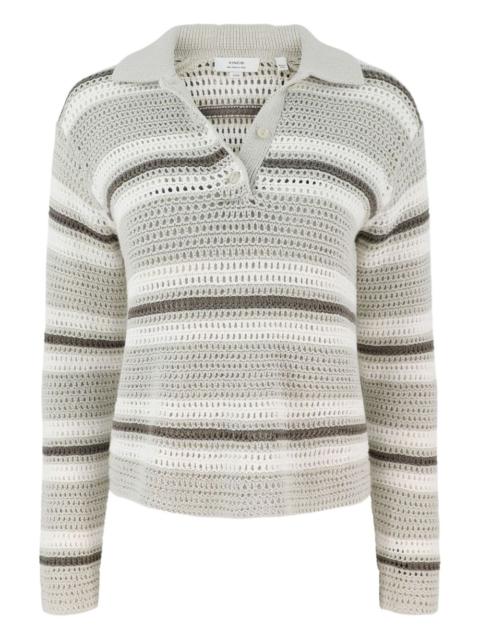 Vince striped mesh polo shirt