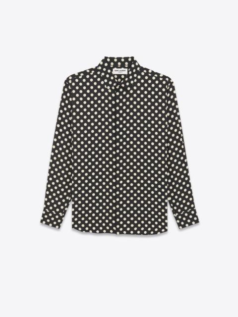 yves collar shirt in matte and shiny dotted silk