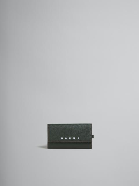Marni OLIVE GREEN LEATHER KEY WALLET