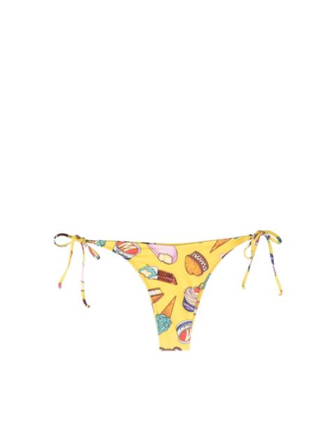 graphic-print high-waisted bikini bottom