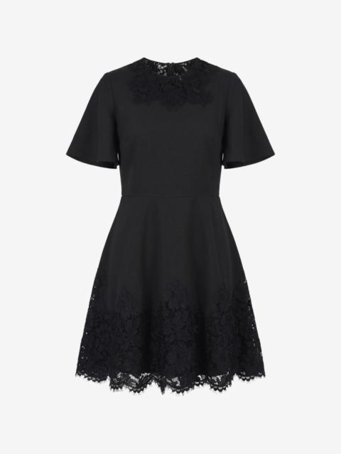 Valentino lace-trimmed flared dress