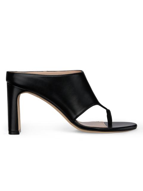 Stuart Weitzman Women's Babette 85MM Leather Block-Heel Sandals - Black