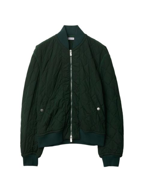 quilted zip-up bomber jacket