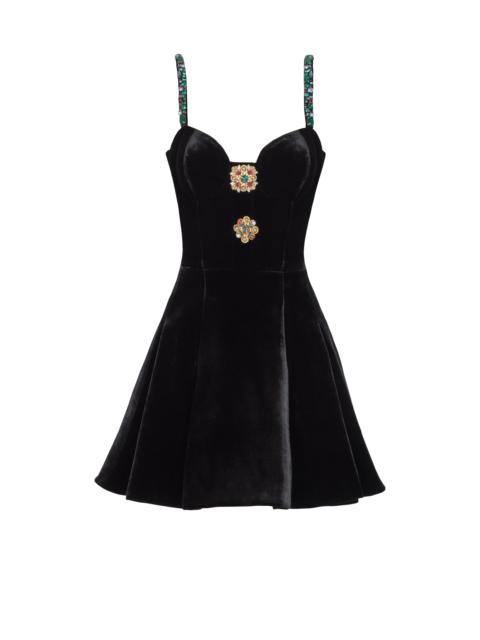 Embellished strappy velvet dress
