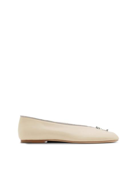 Burberry Sadler Zip leather ballerina shoes