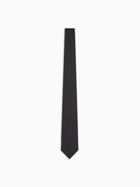 EMPORIO ARMANI PURE SILK TIE WITH JACQUARD MICRO-PATTERN