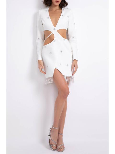 HAND-BEADED CUT-OUT BLAZER MINI DRESS