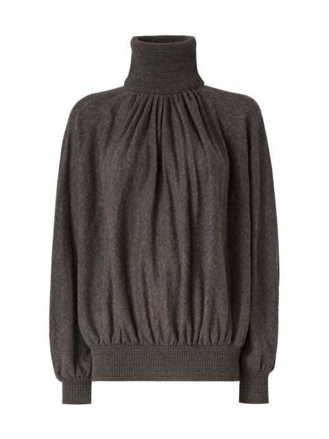 Missoni Pleated Turtleneck Cashmere-Blend Sweater brown
