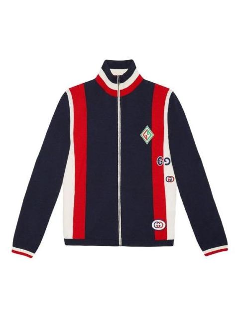 GUCCI Men's Gucci Wool Knitting Aviator Jacket Blue 576892-XKAOP-4206