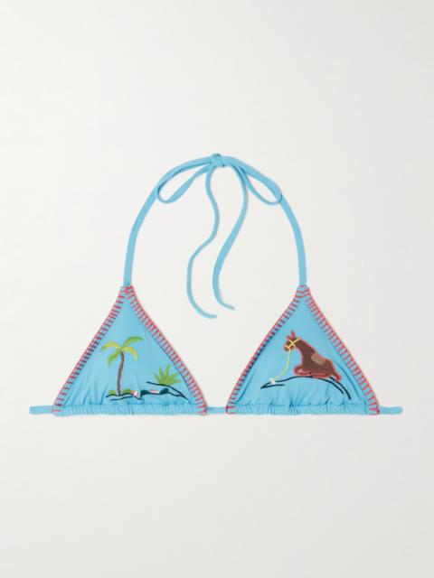 STAUD Lido Embroidered Triangle Bikini Top