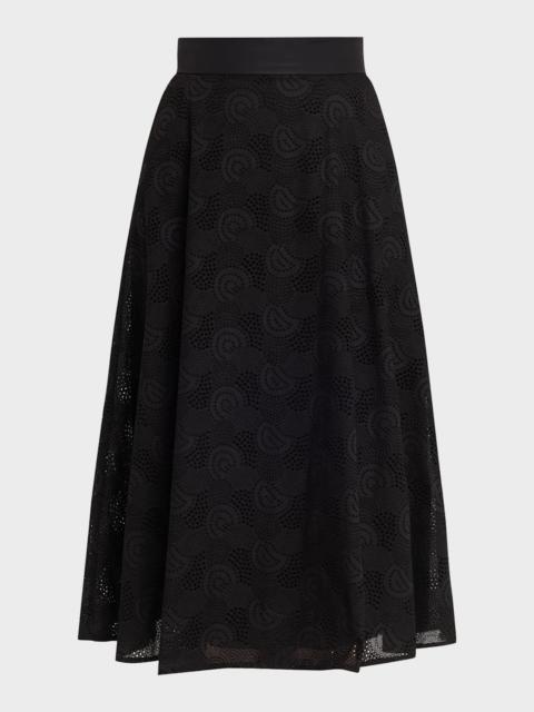 AKRIS Orbit Broderie Anglaise Midi Skirt