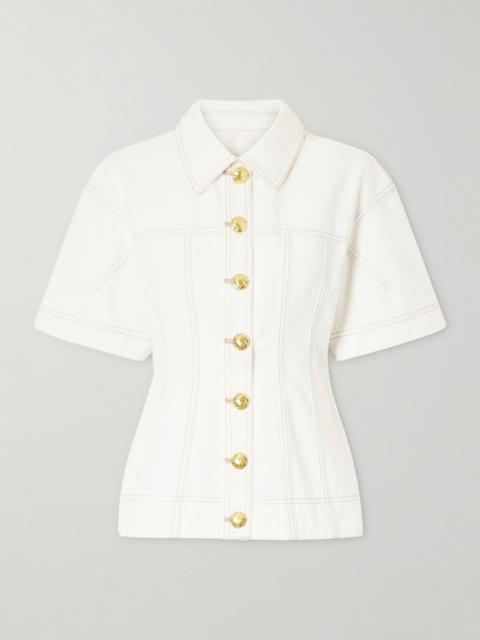 Aje. Liliana denim shirt Ivory