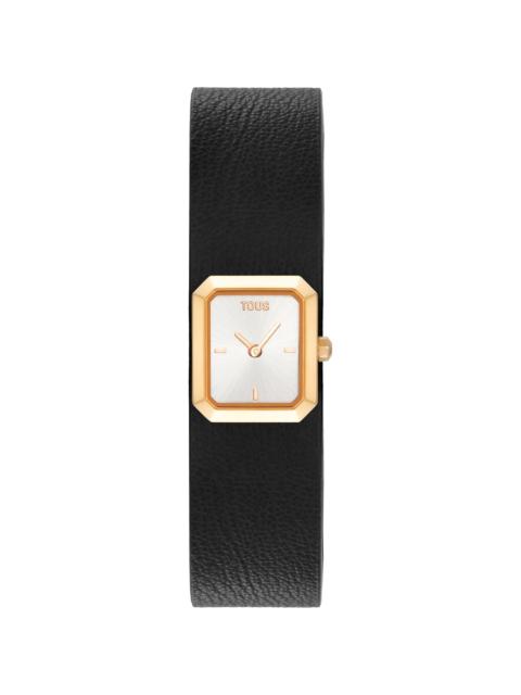 TOUS Analog Watch with black leather and gold-colored steel bracelet TOUS KARAT EMERALD MINI