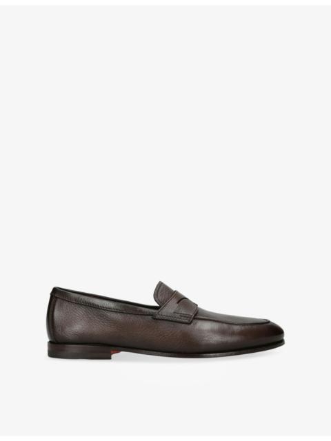Santoni Carlo Grained Leather Penny Loafers