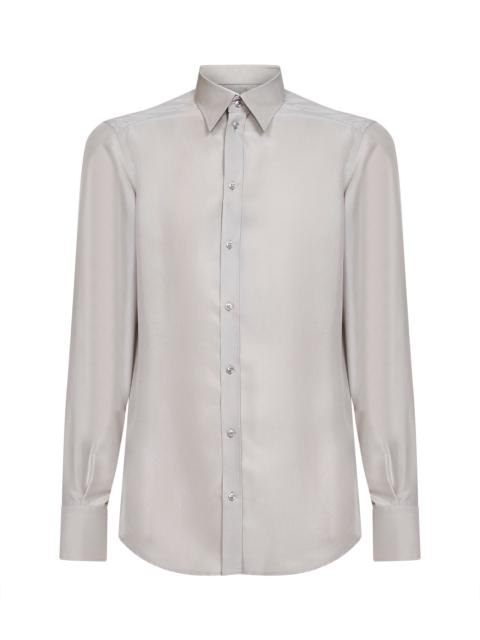 Dolce & Gabbana Light grae silk crepe de chine Martini shirt