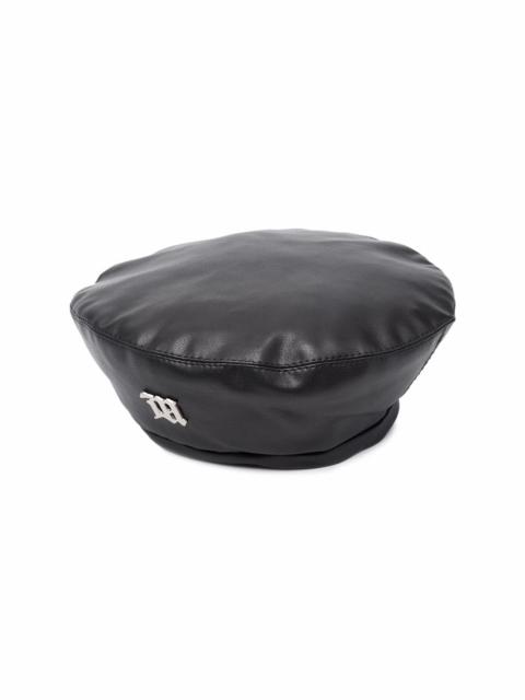 MISBHV faux leather logo-plaque beret
