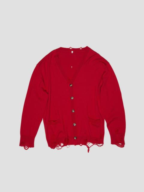 R13 OVERSIZED DISTRESSED CARDIGAN - RED CASHMERE