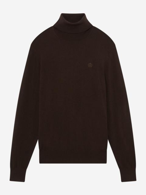 The Kooples BROWN MERINO WOOL TURTLENECK SWEATER