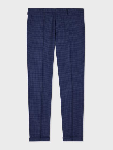 Slim-Fit Blue Gingham Wool Trousers