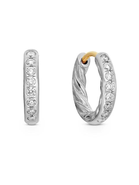 DAVID YURMAN Women's Sculpted Cable Huggie Hoop Earrings in Sterling Silver with Diamonds - Silver
