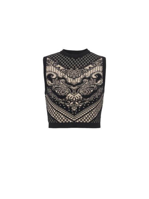 Balmain Monogram and paisley knit tank top