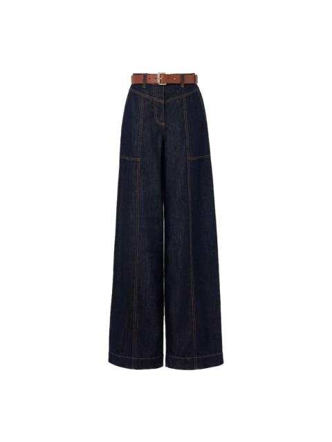 self-portrait Indigo Denim Wide Leg Jeans