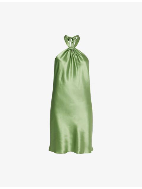 Reformation Opaline Halter-Neck Silk Mini Dress