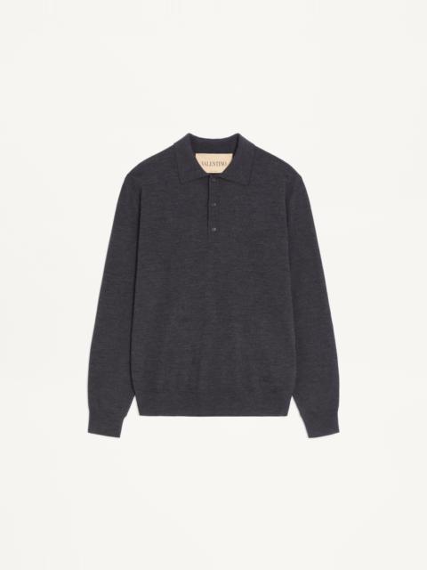 VALENTINO WOOL POLO WITH VLOGO EMBROIDERY