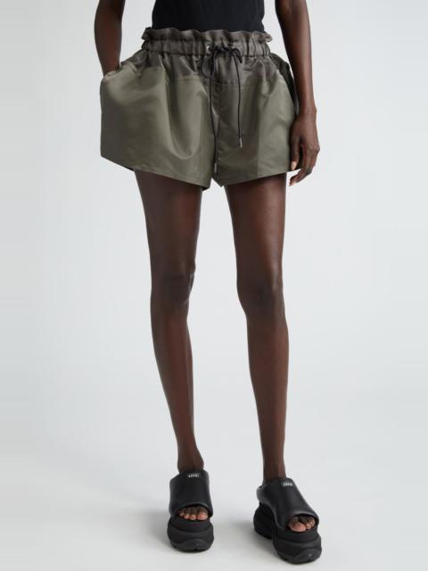 Sacai Nylon Twill Wide Leg Shorts in Taupe at Nordstrom