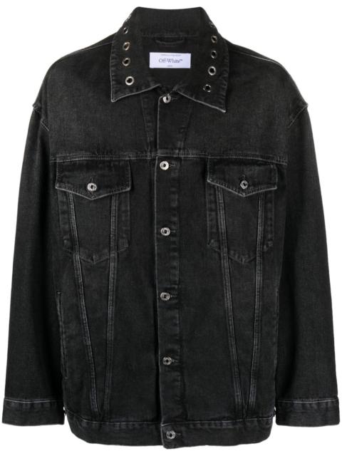 Off-White eyelet-detail drop-shoulder denim jacket