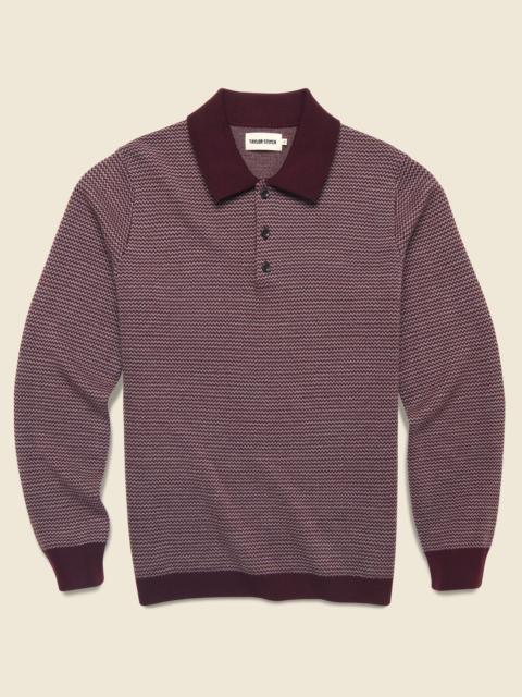 TAYLOR STITCH Newton Sweater Polo - Burgundy Birdseye