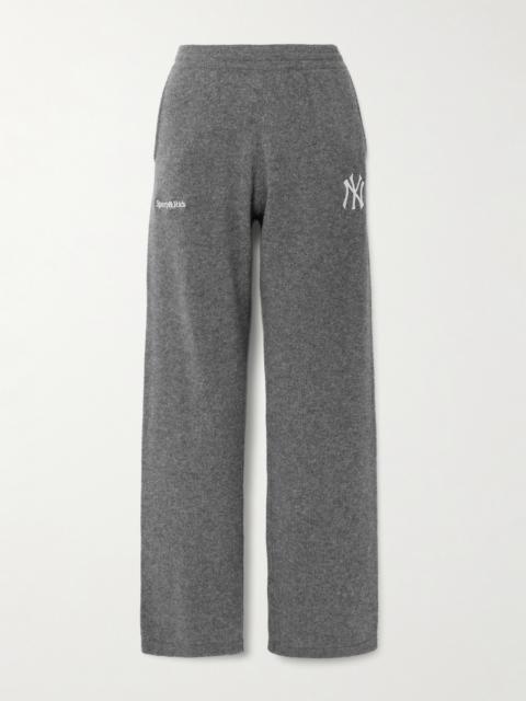 Sporty & Rich + '47 And New York Yankees Embroidered Cashmere And Wool-blend Track Pants