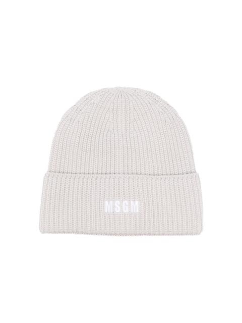 MSGM logo-embroidered ribbed-knit beanie