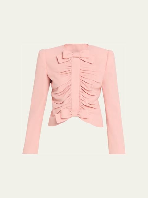 Valentino Metallic Floral Jacquard Cowl-Neck Top