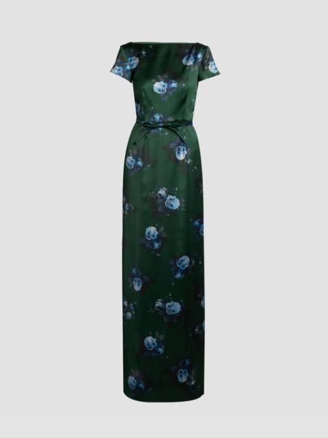 Erdem FLORAL DUCHESS SHORT SLEEVE GOWN