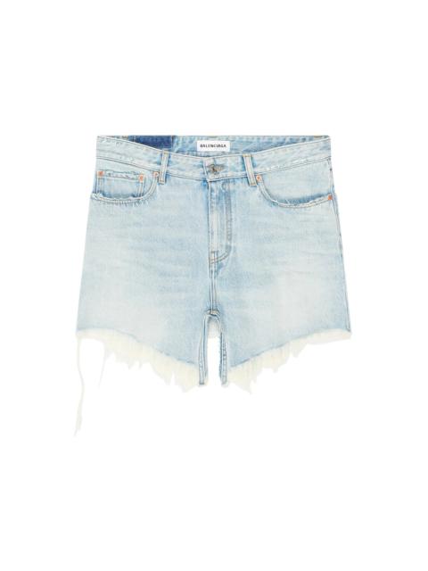 BALENCIAGA Balenciaga Women's Japanese Twill Cut-Up Mini Skirt Light Blue