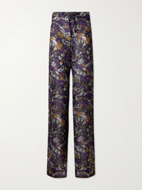 Dries Van Noten Printed georgette straight-leg pants Purple