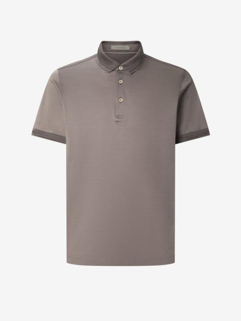 CORNELIANI Brown button-up lisle thread polo shirt