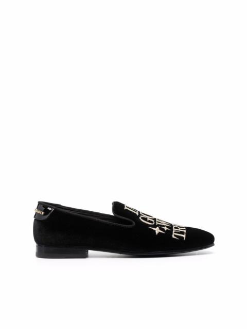 PHILIPP PLEIN Money-embroidered velvet loafers