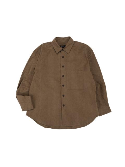 evan kinori Big Shirt Two Hemp/Cotton Stripe Charcoal/Dark Olive