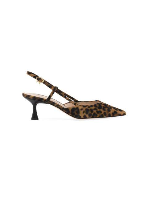 Gianvito Rossi Ascent Leather Slingback Pumps print